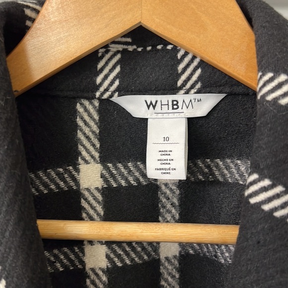 WHBM Size 10 Long black/white Plaid Belted Jacket - Picture 2 of 6